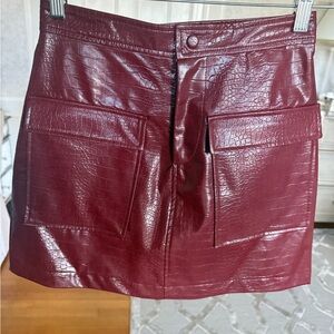 Steve Madden Burgundy Croc-Embossed Skirt